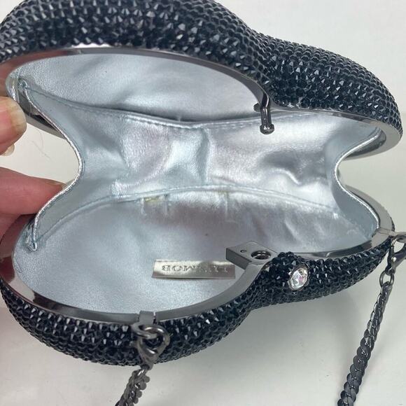 LUX MOB Crystal Heart Clutch Bag in Black - $695. - Picture 7 of 16